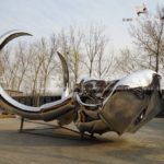 large-outdoor-decoration-stainless-steel-metal-mammoth-sculpture-with-mirror-polish